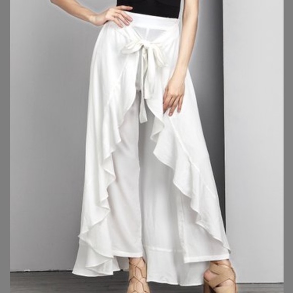 Reborn Collection Pants - 🎉HP🎉NEW🌺White Chiffon High-Waist Ruffle Pants